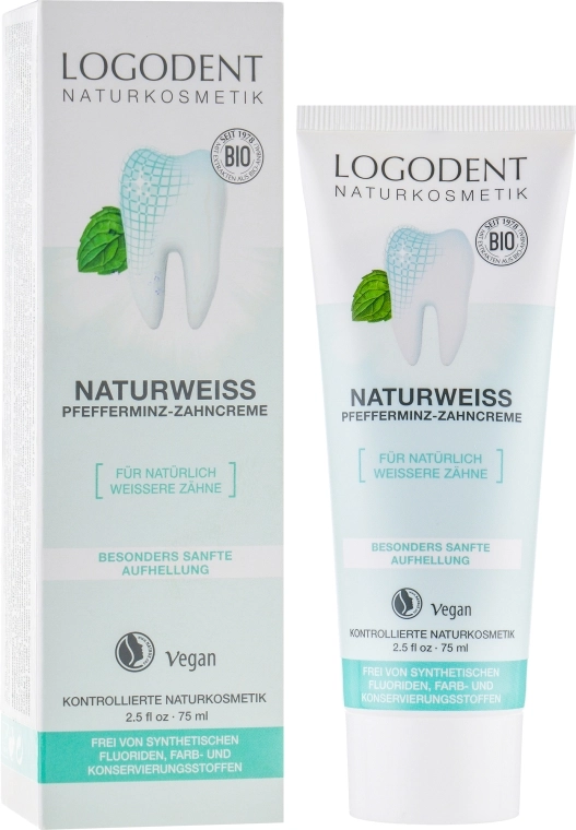 Logona ВІО-паста зубна, відбілювальна Logodent Naturweiss Peppermint Toothpaste - фото N1