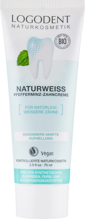 Logona ВІО-паста зубна, відбілювальна Logodent Naturweiss Peppermint Toothpaste - фото N2