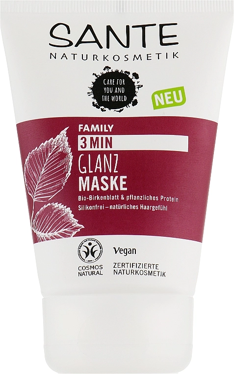 Sante Експрес-маска для блиску волосся "Рослинні протеїни і березове листя" Family 3 Min Gloss Mask - фото N1
