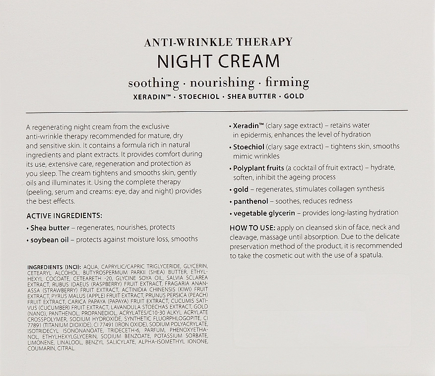 Organique УЦЕНКА Питательный ночной крем-лифтинг Eternal Gold Golden Lifting Night Cream * - фото N3