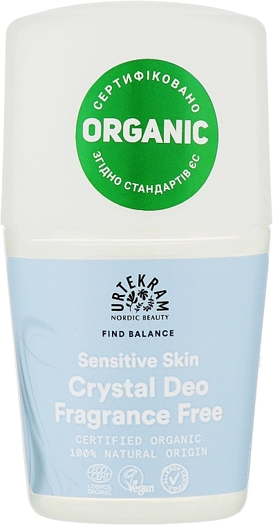 Urtekram Sensitive Skin Crystal Deo Fragrance Free Органічний роликовий дезодорант без запаху - фото N1