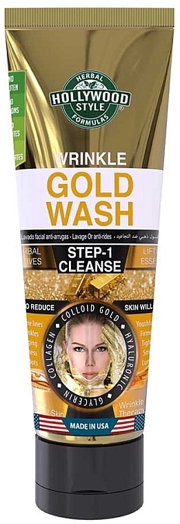 Hollywood Style Гель для вмивання обличчя з колоїдним золотом, колагеном, гіалуроновою кислотою Wrinkle Gold Wash - фото N1