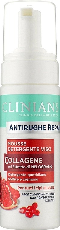 Clinians Мус для очищення обличчя з екстрактом граната Antirughe Repair Face Cleansing Mousse - фото N1