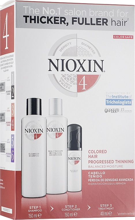 Nioxin Набір Hair System System 4 Kit (shm/150ml + cond/150ml + mask/40ml) - фото N1