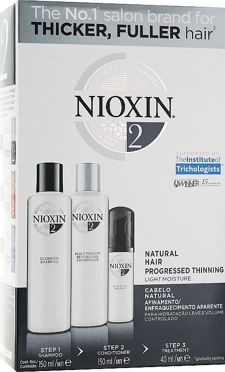Nioxin Набор Hair System 2 Kit (shm/150ml + cond/150ml + mask/40ml) - фото N1