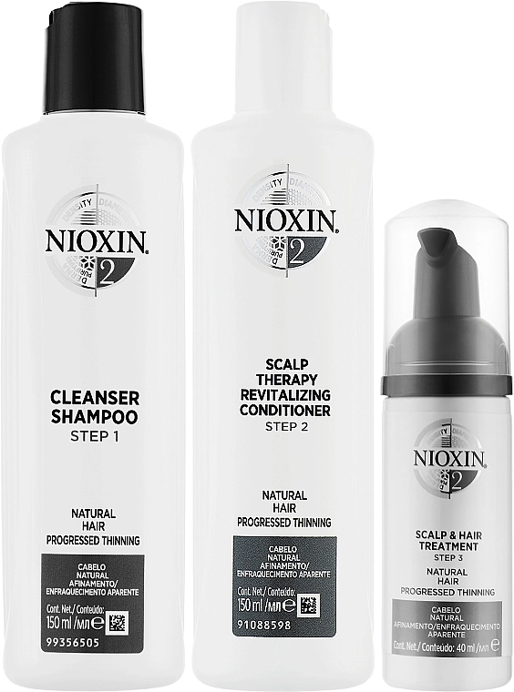 Nioxin Набор Hair System 2 Kit (shm/150ml + cond/150ml + mask/40ml) - фото N2