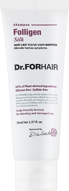 Dr. ForHair Шампунь для пошкодженого волосся Folligen Silk Shampoo (міні) - фото N1