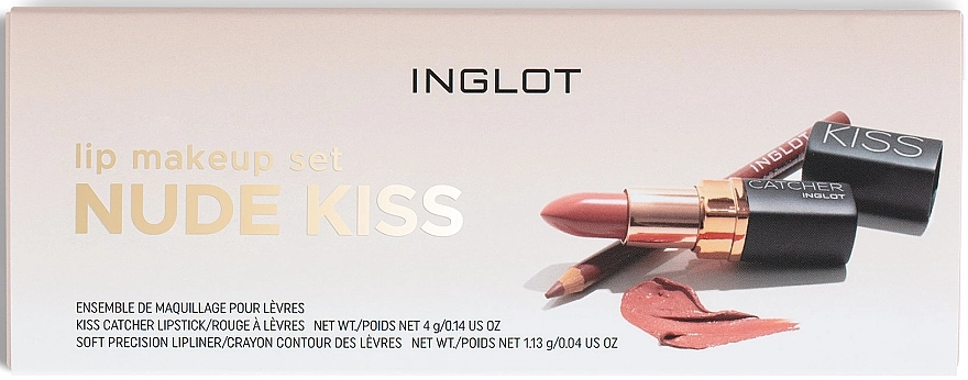 Inglot Lip Makeup Set Nude Kiss (lipstick/4g + lipliner/1.13g) Набір - фото N1