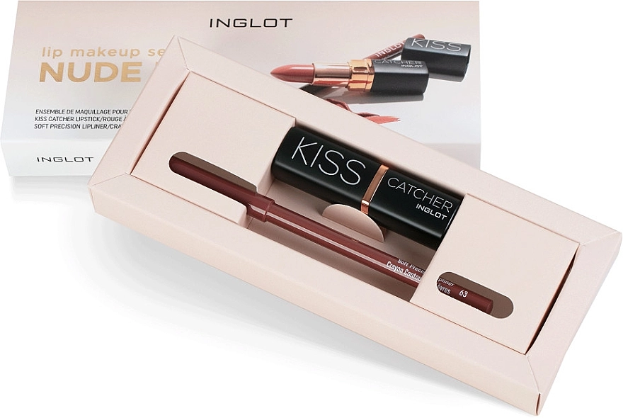 Inglot Lip Makeup Set Nude Kiss (lipstick/4g + lipliner/1.13g) Набір - фото N2