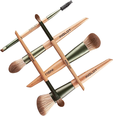 Inglot Набір пензлів для макіяжу, 6 шт., у зеленому футлярі-тубі Green Brush Tube MekeUp Set - фото N4