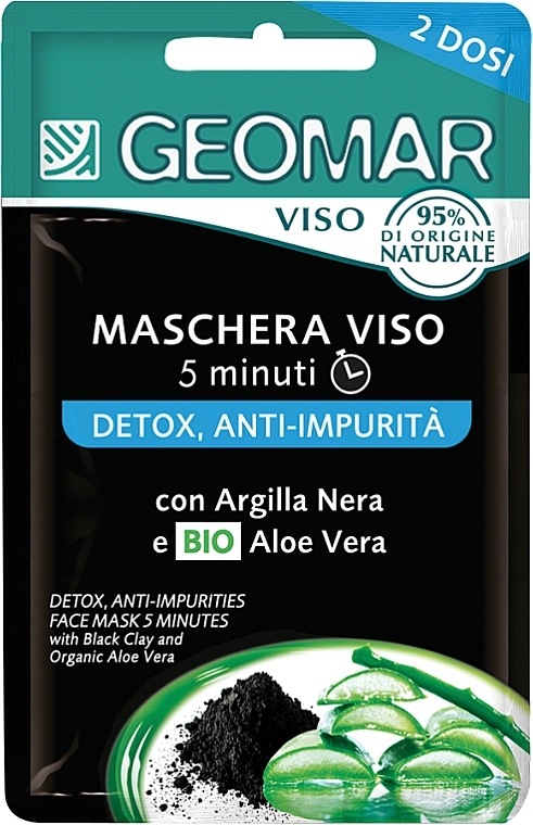 Geomar Детокс-маска для обличчя, з чорною глиною та біоалое Detox Face Mask with Black Clay and Organic Aloe Vera - фото N1