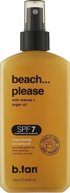 B.tan Олія для засмаги з SPF 7 "Beach Please" Tanning Oil - фото N1
