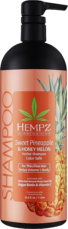 Шампунь для об'єму волосся "Ананас та медова диня" - Hempz Sweet Pineapple And Honey Melon Herbal Volumizing Shampoo, 1000 мл - фото N1