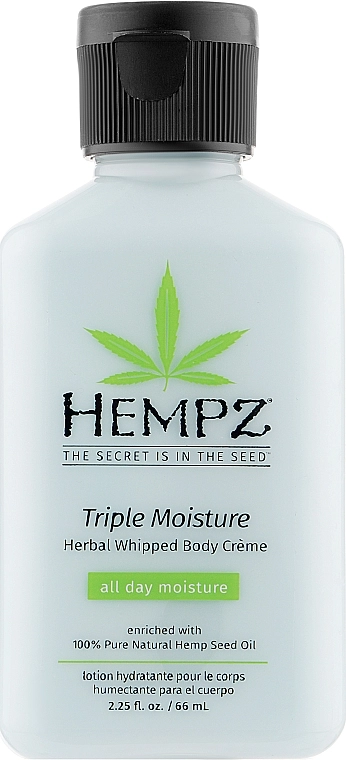 Нежный увлажняющий крем для тела тройного действия - Hempz Triple Moisture Herbal Whipped Body Creme, 66 мл - фото N1