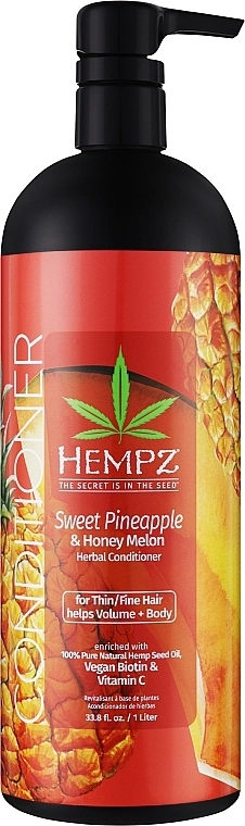 Кондиціонер для об'єму волосся "Ананас та медова диня" - Hempz Sweet Pineapple & Honey Melon Volumizing Conditioner, 1000 мл - фото N1