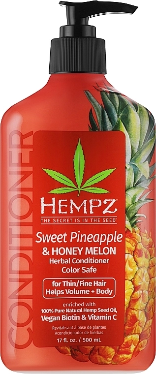 Кондиціонер для об'єму волосся "Ананас та медова диня" - Hempz Sweet Pineapple & Honey Melon Volumizing Conditioner, 500 мл - фото N1