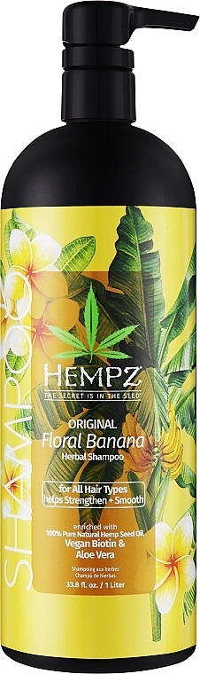 Шампунь відновлювальний "Оріджинал" - Hempz Original Floral Banana Herbal Shampoo With Vegan Biotin & Aloe Vera, 1000 мл - фото N1