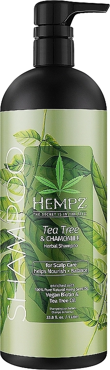 Шампунь с чайным деревом, ромашкой, веганским биотином для ухода за кожей головы - Hempz Daily Tree & Chamomile Shampoo Set With Vegan Biotin For Scalp Car, 1000 мл - фото N1