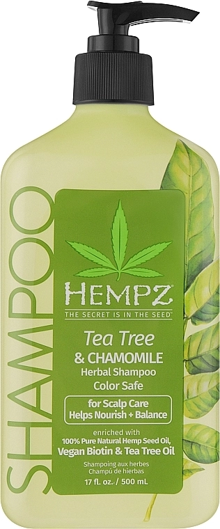 Шампунь с чайным деревом, ромашкой, веганским биотином для ухода за кожей головы - Hempz Daily Tree & Chamomile Shampoo Set With Vegan Biotin For Scalp Car, 500 мл - фото N1