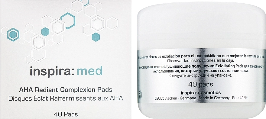 Inspira:cosmetics Очищающие пады для лица с AHA-кислотами Med AHA Radiant Complexion Pads - фото N2