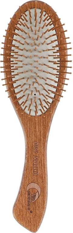 Gorgol Расческа для волос на резиновой подушке с пластиковыми зубчиками, 11 рядов, овальная, темная - фото N1