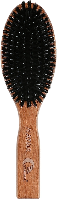 Gorgol Расческа для волос на резиновой подушке с зубчиками из щетины кабана и нейлона, 11 рядов - фото N1