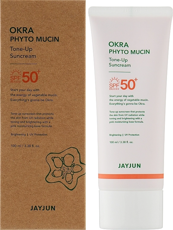 JayJun Тонизирующий солнцезащитный крем с муцином и экстрактом окры для лица и тела Okra Phyto Mucin Tone-Up Sunscreen SPF50+ PA++++ - фото N2