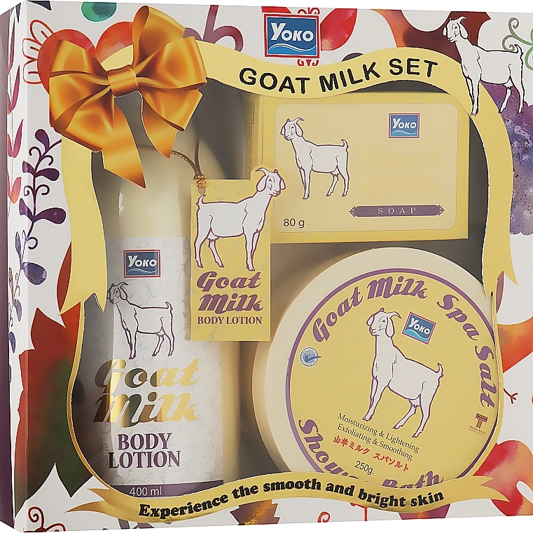 Yoko Набор косметический Goat Milk Set (salt/250g + soap/80g + b/lot/400ml) - фото N1