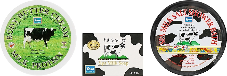 Yoko Набор косметический Milk Products Set (soap/90g + scr/200g + b/cr/200g) - фото N2