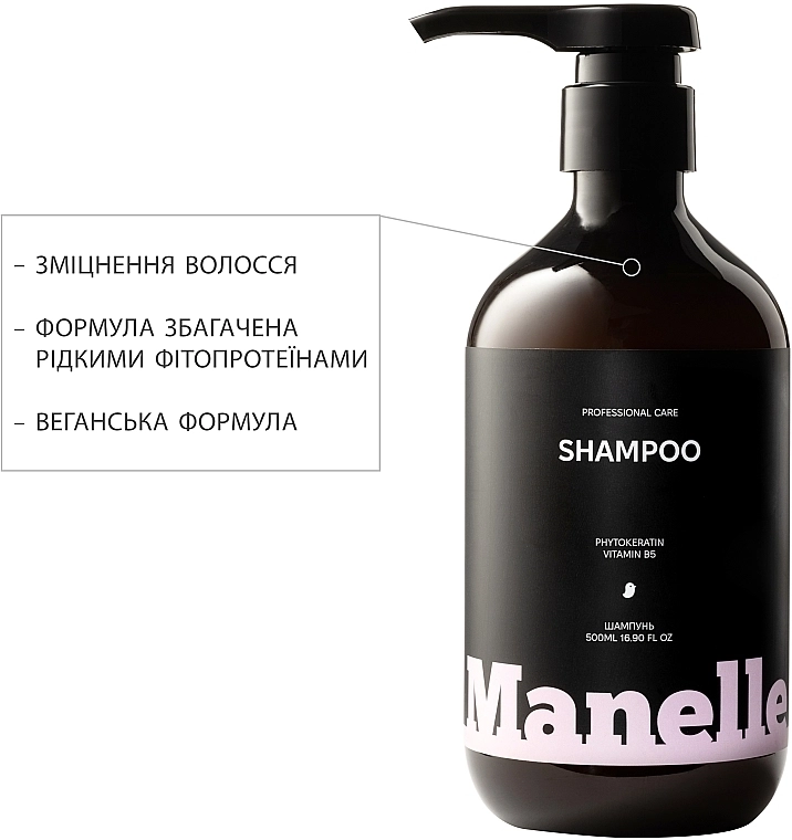 Manelle Шампунь безсульфатный Professional Care Phytokeratin Vitamin B5 Shampoo - фото N7