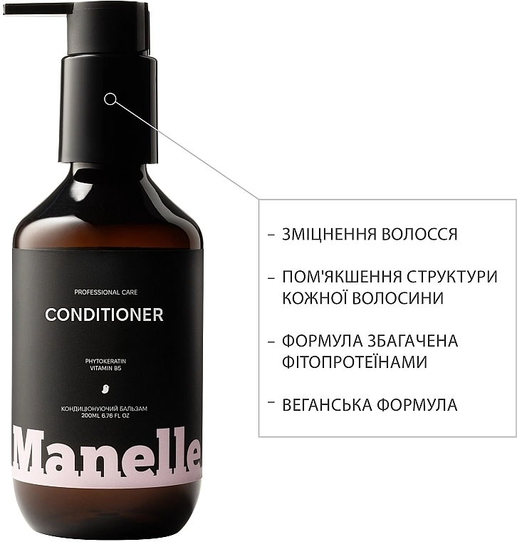 Manelle Кондиционер безсульфатный Professional Care Phytokeratin Vitamin B5 Conditioner - фото N9