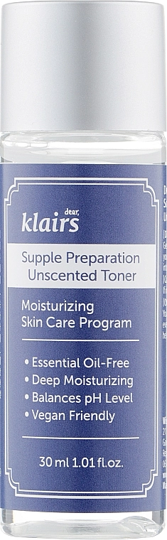 Klairs Пом'якшувальний тонер для обличчя Supple Preparation Unscented Toner (міні) - фото N1