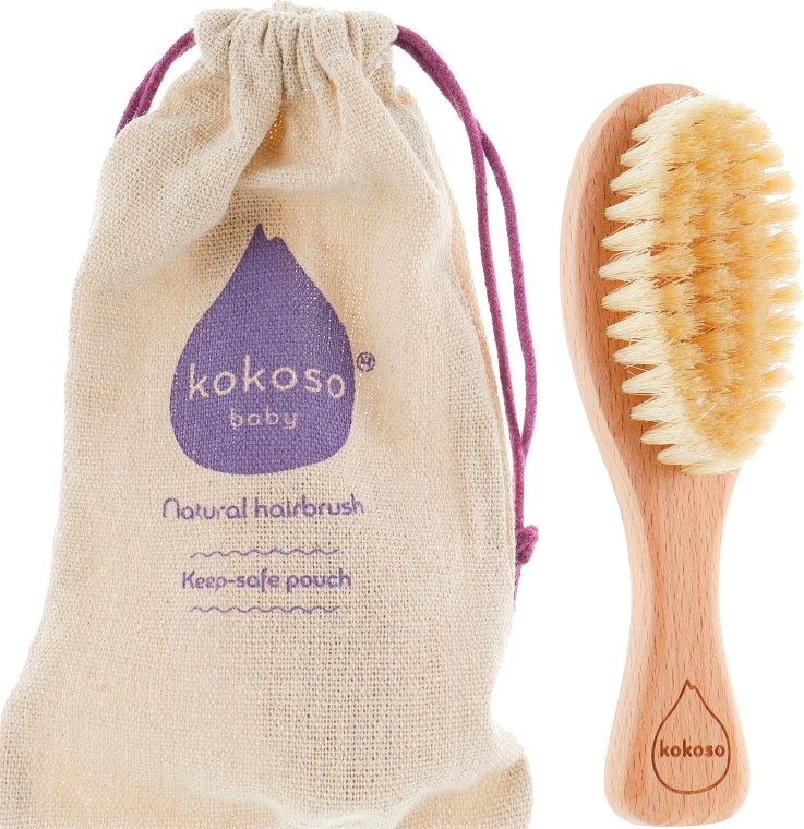 Kokoso Baby Дерев'яна щітка для волосся з натуральної щетини Natural Baby Hairbrush - фото N2