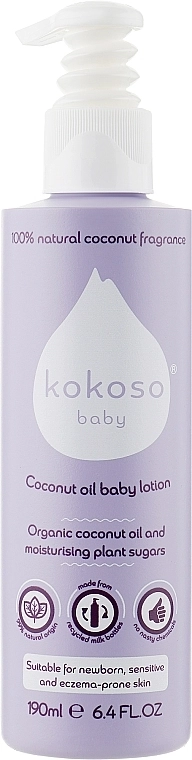 Kokoso Baby УЦІНКА Дитячий зволожувальний лосьйон з ніжним ароматом Skincare Natural Coconut Fragrance * - фото N1