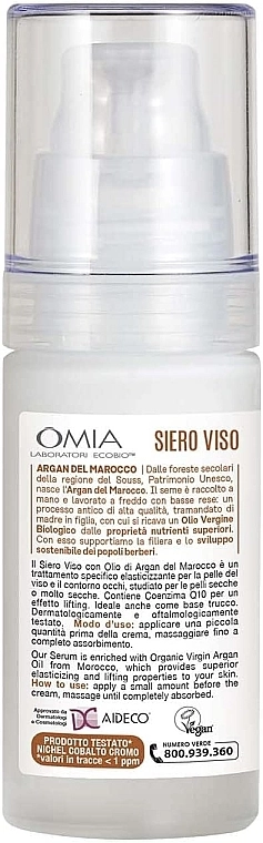Omia Laboratori Ecobio Сироватка для обличчя з аргановою олією Omia Labaratori Ecobio Argan Oil Face Serum - фото N2