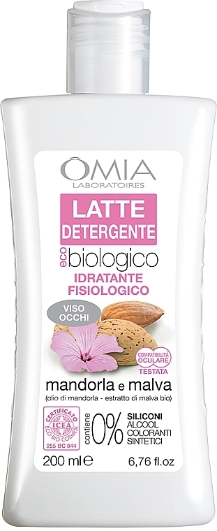 Omia Laboratori Ecobio Очищувальне молочко для обличчя з мигдалем і мальвою Omia Labaratori Ecobio Almond And Mallow Cleansing Milk - фото N1