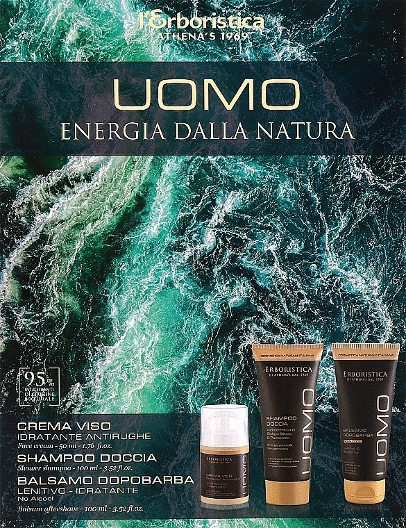 Athena's Набор Erboristica Uomo (sh/gel/100 ml + f/cr/50 ml + ash/balm/100 ml) - фото N1