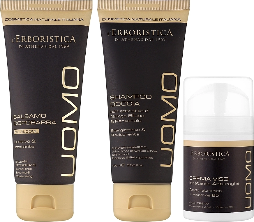 Athena's Набор Erboristica Uomo (sh/gel/100 ml + f/cr/50 ml + ash/balm/100 ml) - фото N2