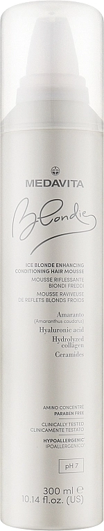 Medavita Мусс-кондиционер для холодных оттенков блонда Blondie Ice Blonde Enhancing Conditioning Hair Mousse, 300ml - фото N1