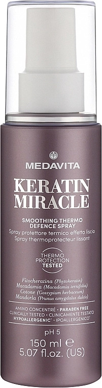 Medavita Розгладжувальний термозахисний спрей для волосся Keratin Miracle Smoothing Thermo Defence Spray - фото N1