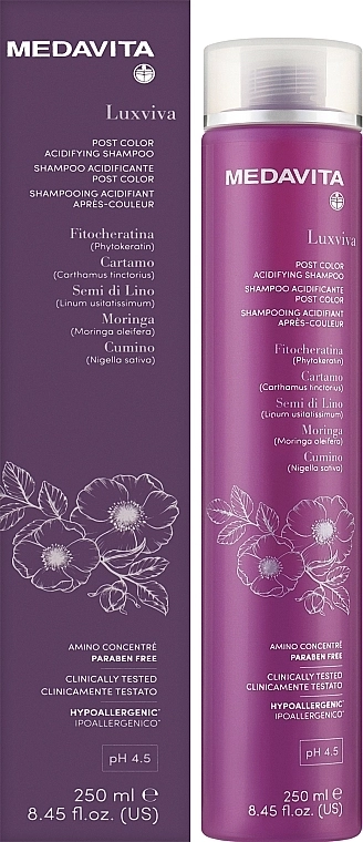 Medavita Шампунь-постколор для фарбованого волосся Luxviva Post Color Acidifying Shampoo - фото N3
