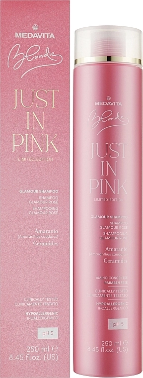 Medavita Розовый шампунь для придания оттенка Blondie Just In Pink Glamour Shampoo - фото N2