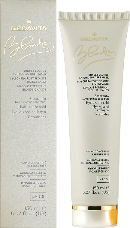 Medavita Живильна маска для посилення теплих відтінків блонду Blondie Sunset Blonde Enhancing Deep Mask - фото N3