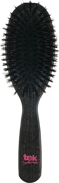 Tek Овальна велика щітка для волосся з натуральною щетиною, чорна Salone - фото N1