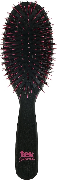 Tek Овальна велика щітка для волосся з натуральною щетиною + нейлон, чорна Salone - фото N1