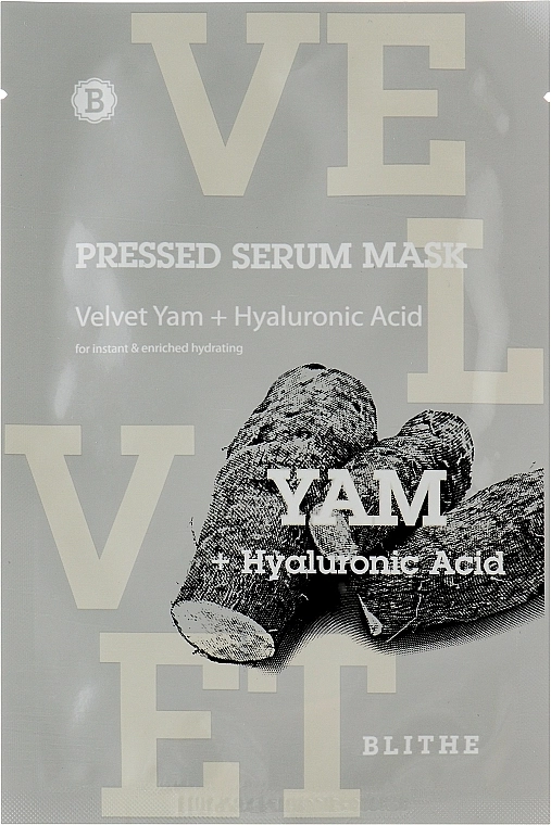 Blithe Увлажняющая тканевая маска для лица Pressed Serum Velvet Yam + Hyaluronic Acid Mask - фото N1