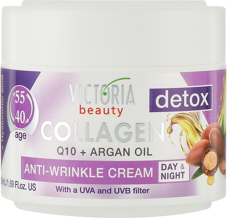 Victoria Beauty Колагеновий крем "Детокс із Q10 та аргановою олією" Collagen Q10 & Argan Oil 40-55 Age - фото N1