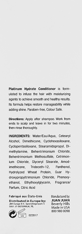 J Beverly Hills Зволожувальний кондиціонер для волосся Platinum Hydrate Conditioner - фото N3