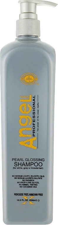 Angel Professional Paris Шампунь, придающий серебристый оттенок обесцвеченным, блондированным и седым волосам Perl Glossing Shampoo - фото N2