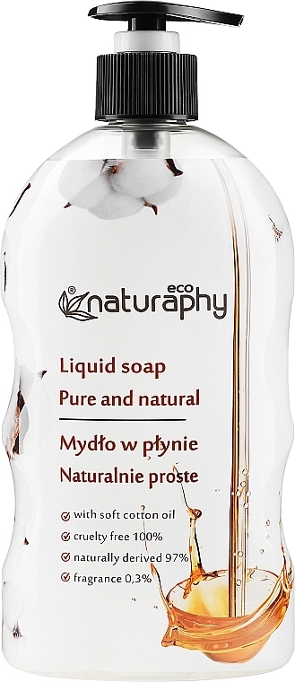 Naturaphy Рідке мило для рук з олією насіння бавовни Bluxcosmetics Natural Eco Liquid Soap With Cottonseed Oil - фото N1